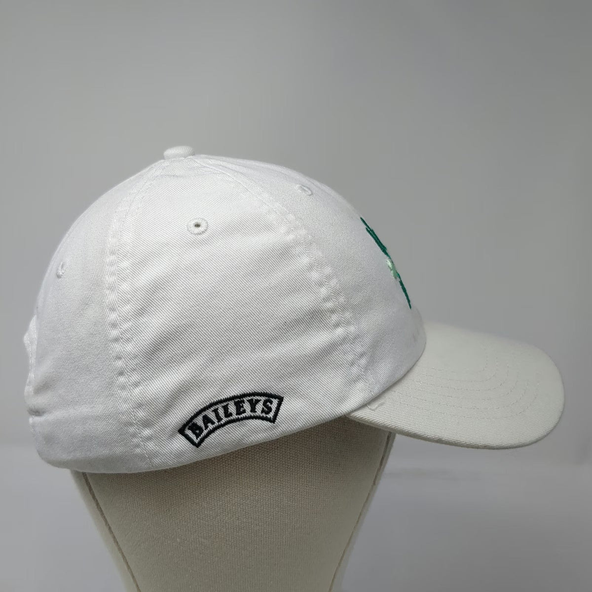 Baileys Baseball Cap White One Size Yum of the Irish Shamrock Slideback Hat