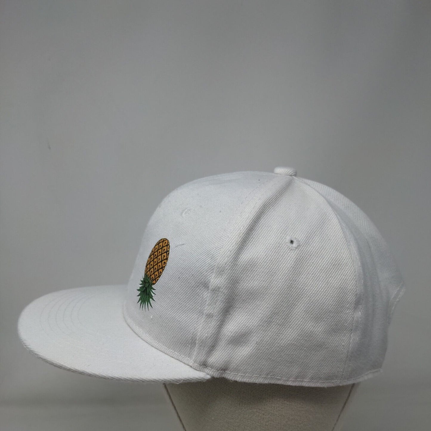 Pineapple Snapback Hat White OSFA Adjustable Vented Holes 6 Panel Acrylic