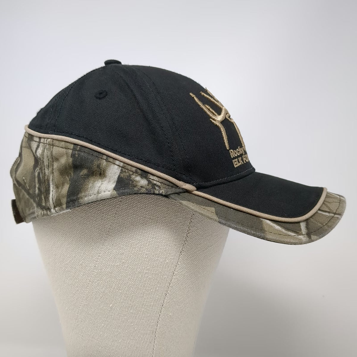Rocky Mountain Elk Foundation Baseball Cap Black Camo One Size Strapback Hat
