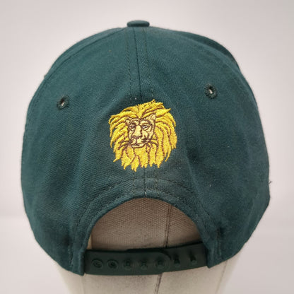New Era Snapback Hat Green L Cursive B Lion Head Embroidery USA Made Vintage