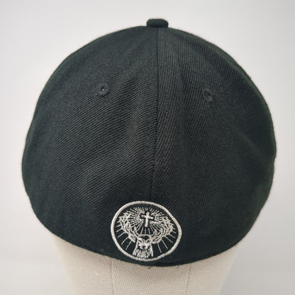 Jägermeister Fitted Hat Black Medium Embroidered Logo Solid 6 Panel