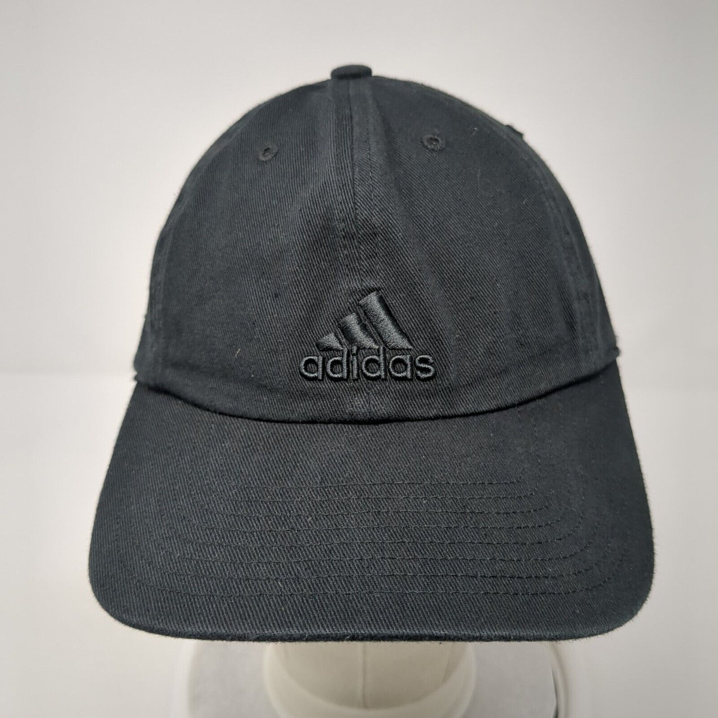 Adidas Slideback Hat Black One Size Adjustable Embroidered Vented Holes 6 Panel