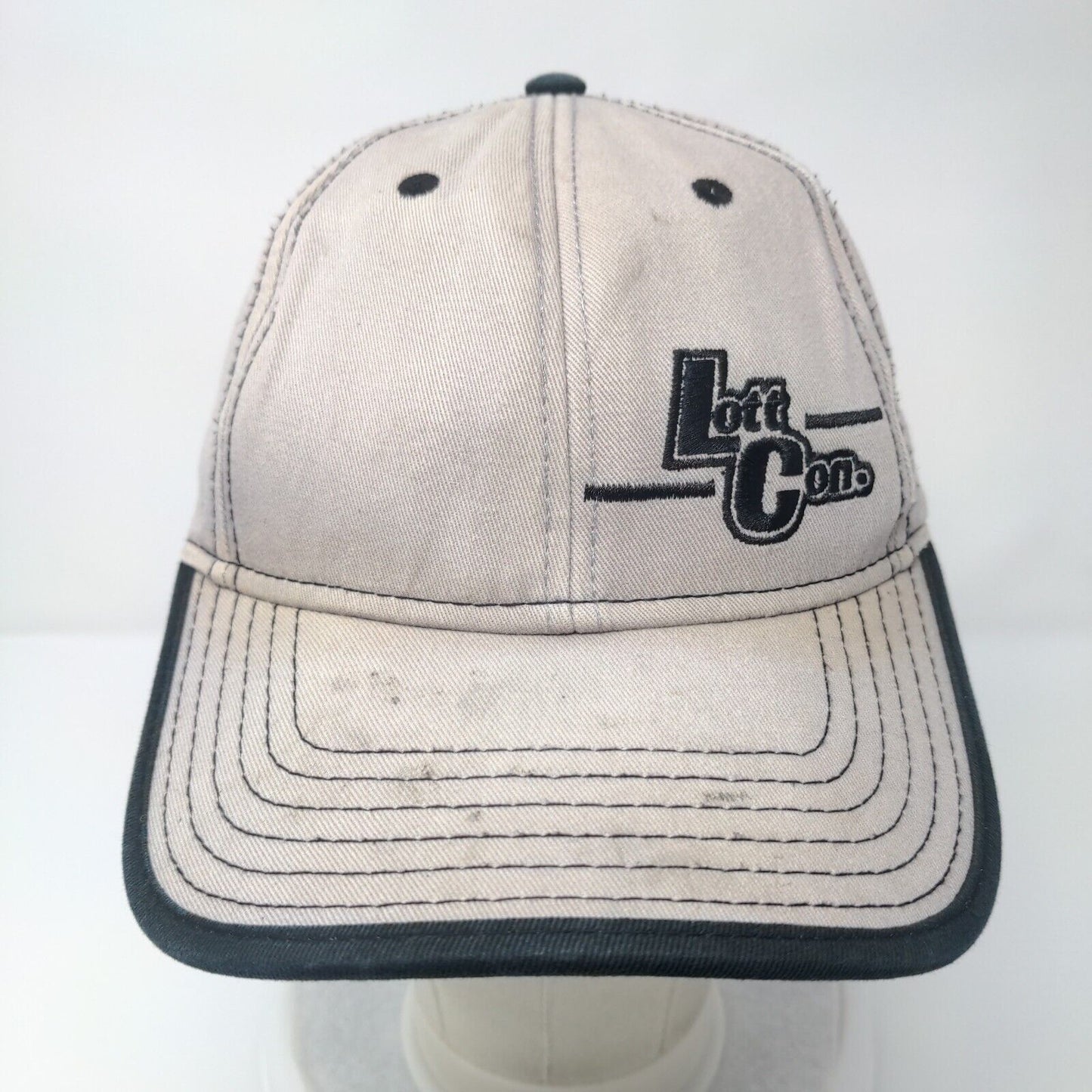 Lott Con. Strapback Hat Gray OSFM Adjustable Embroidered 6 Panel Otto Cotton