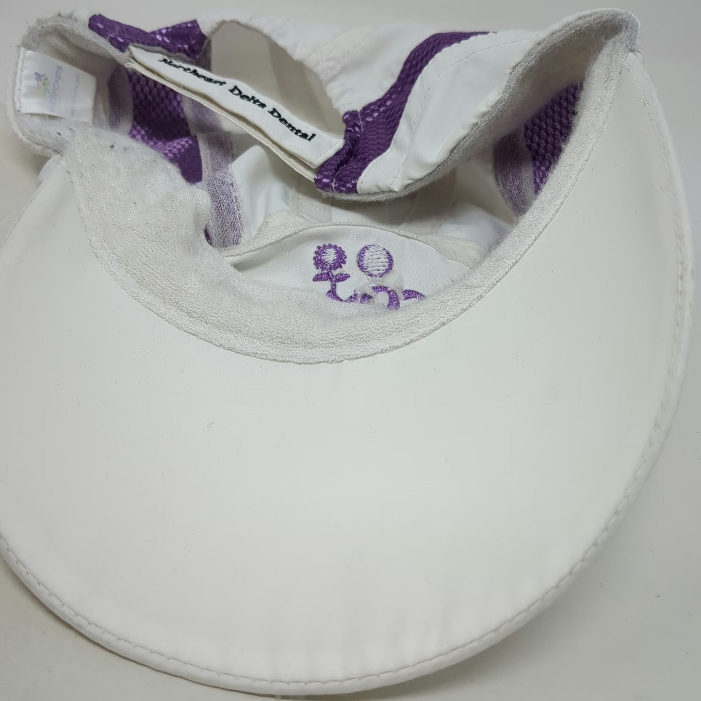 RaceTrackers Baseball Cap White One Size Purple Mesh Running Ribbon Logo Hat