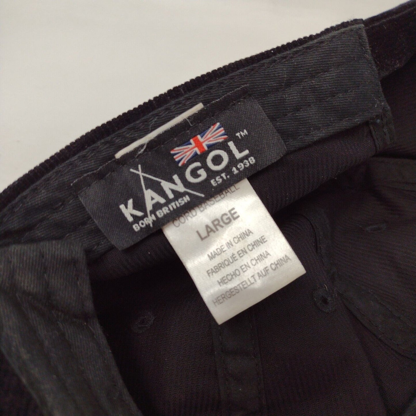 Kangol Slideback Hat Black Size L Corduroy Hat Cotton Blend Embroidered Logo