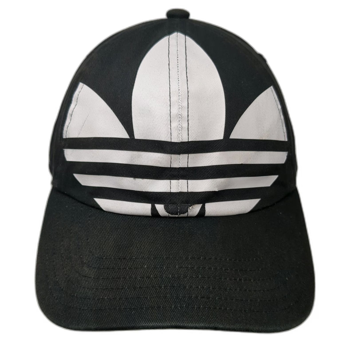 Adidas Baseball Cap Black OSFM Trefoil Logo Large Graphic Cotton Slideback Hat