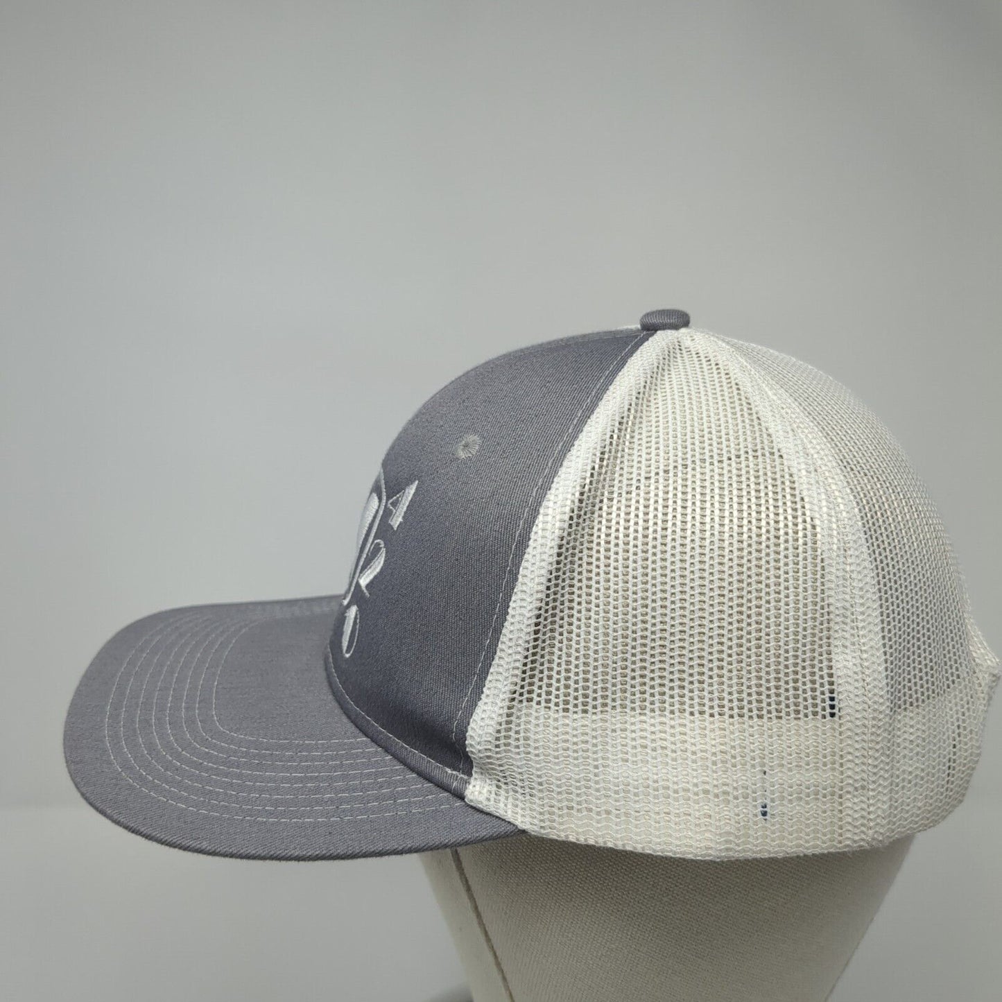 W420 Snapback Trucker Hat Gray OS Adjustable Embroidered Mesh Port Authority