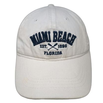 Surf Style Baseball Cap White Blue One Size Strapback Hat Miami Beach Florida