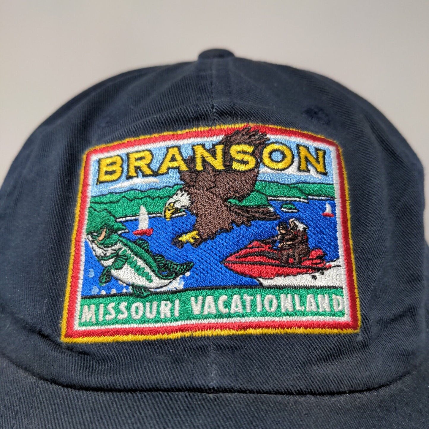 Captain Travel Men's Slideback Hat Blue OSFA Branson Vacationland Missouri