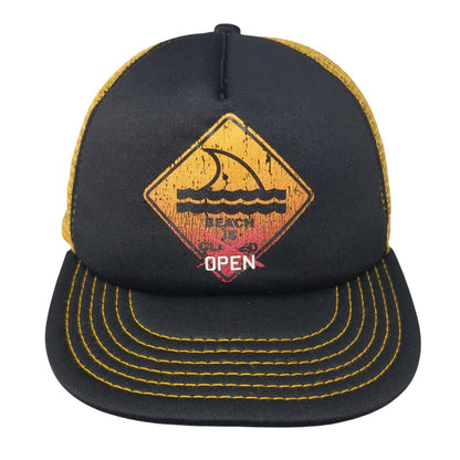 Beach Is Open Snapback Mesh Back Trucker Hat Black One Size Colorblock