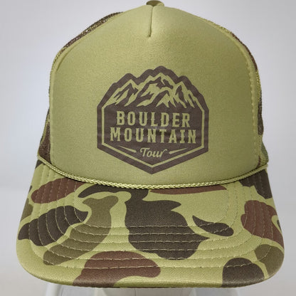 OTTO Trucker Hat Green Brown Camo One Size Boulder Mountain Tour Snapback Mesh