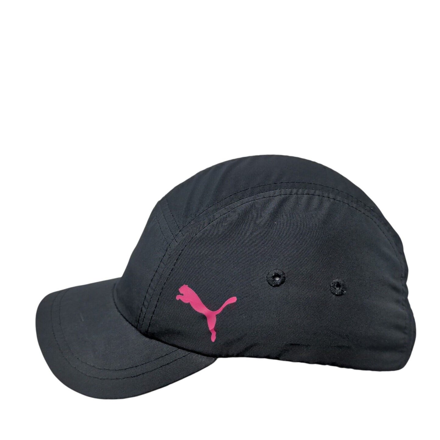 PUMA Strapback 5 Panel Hat Black One Size Adjustable Solid Vent Holes