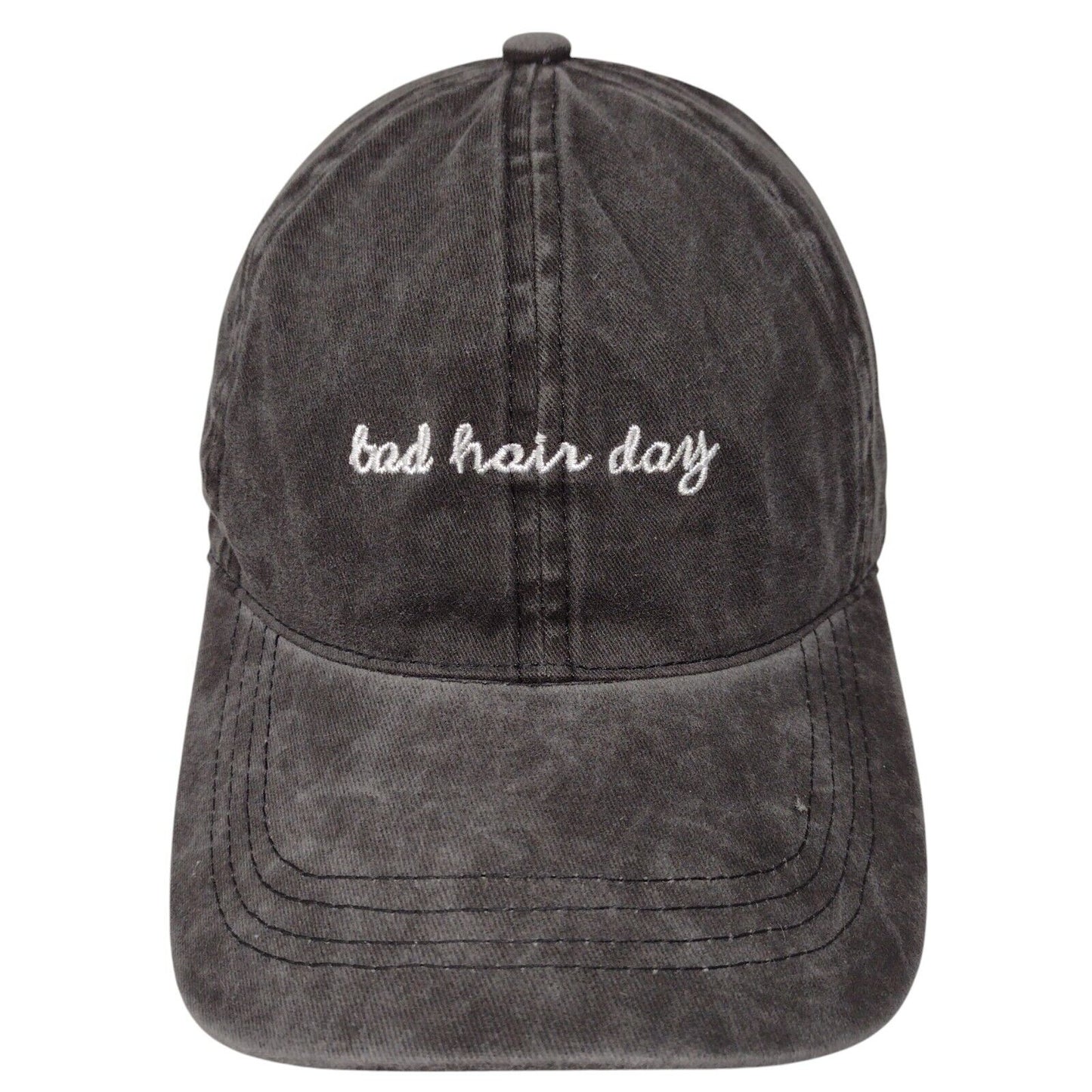 Bad Hair Day Slideback Hat Gray OSFM Adjustable Embroidered 6 Panel Cotton