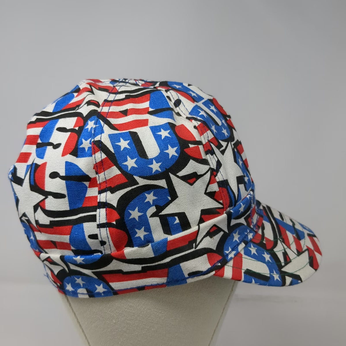 Kromer Baseball Cap White Blue Red 7 1/8 USA Flag Fitted Welder AOP Print Hat