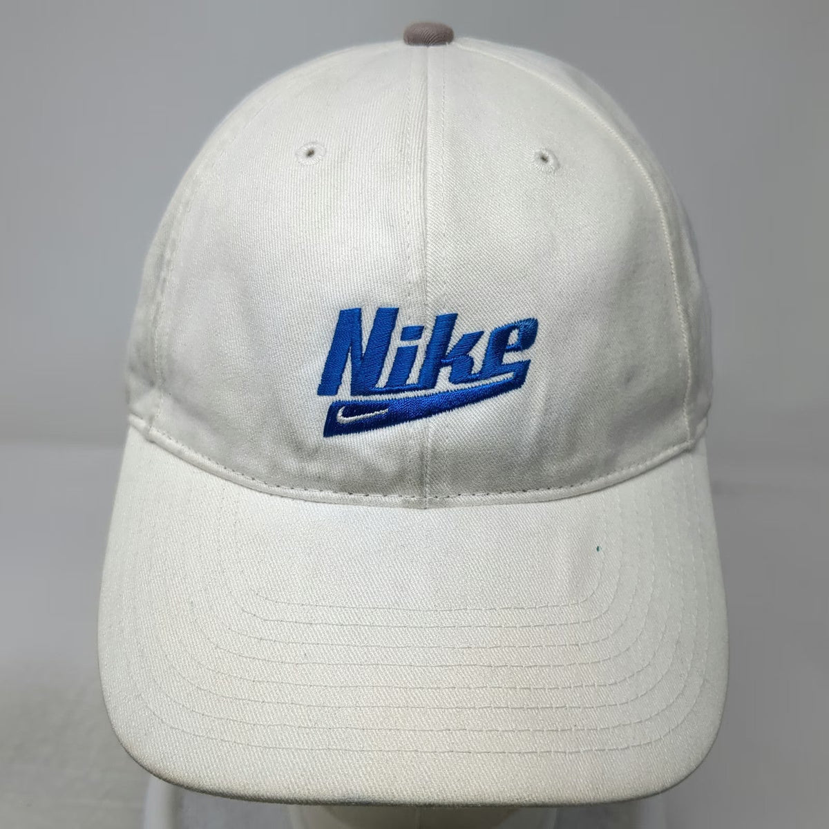 Nike Baseball Cap White Strapback Embroidered Logo Hat Cotton Curved Vintage