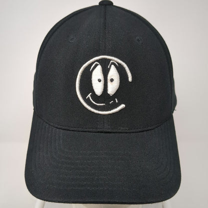 Pacific Headwear Baseball Cap Black XL Fitted Performance Hat Smiley Face JM