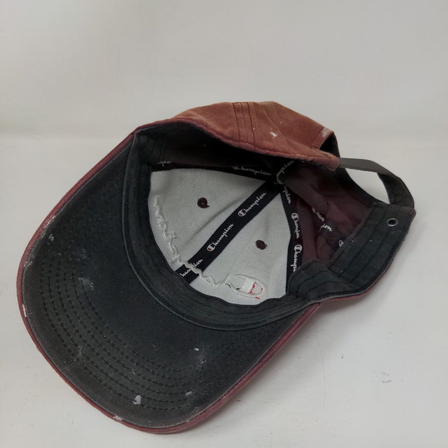 Champion Slideback Hat Red OSFM Leather Strap Embroidered 6 Panel
