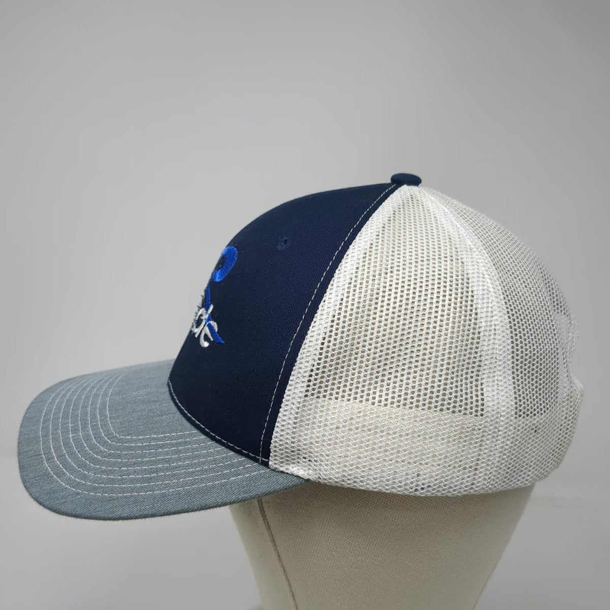 Outdoor Cap Trucker Hat Blue Gray White One Size TAC Riptide Logo Mesh Snapback