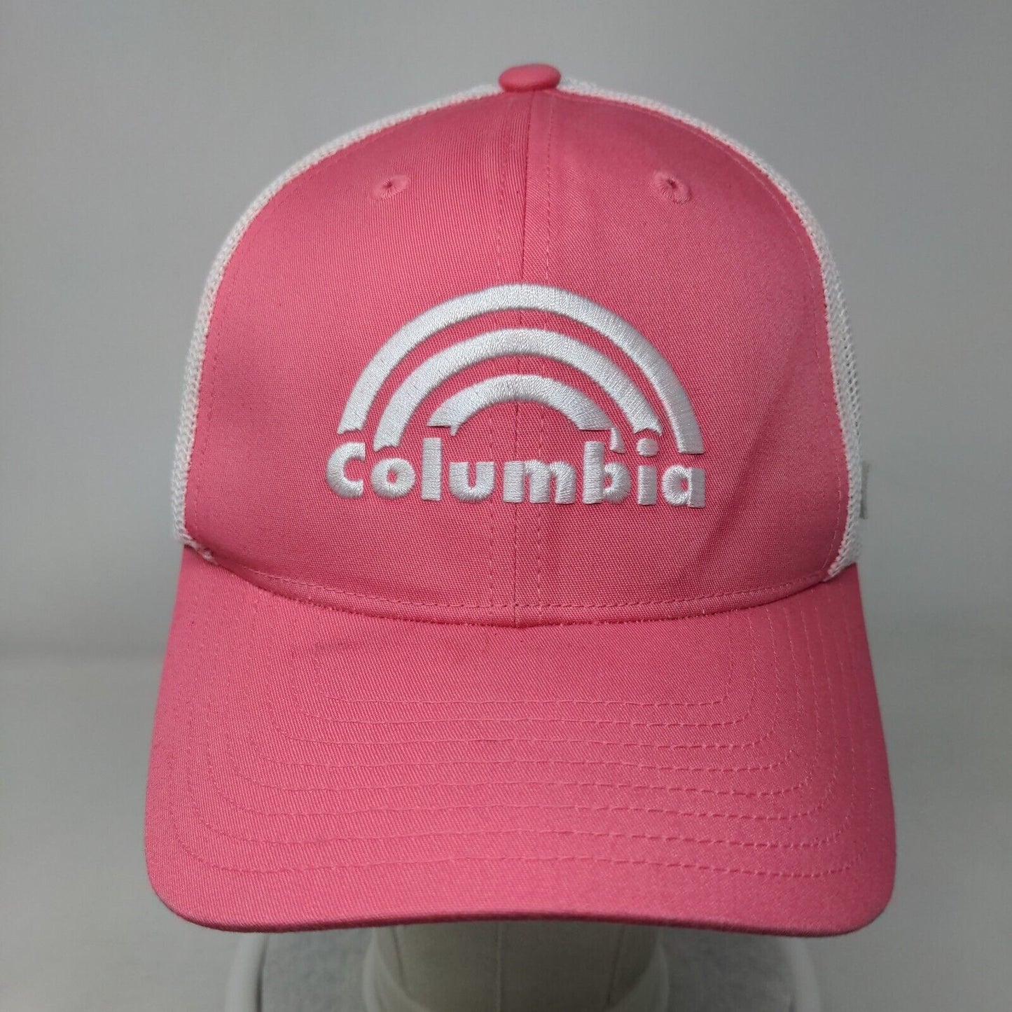 Columbia Snapback Trucker Hat Pink One Size Adjustable Mesh Back 6 Panel