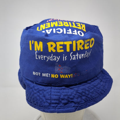 Retirement Survival Bucket Hat Blue One Size Solid No Work No Worries