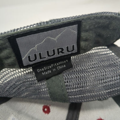 ULURU Trucker Hat Red Gray Blue One Size Colorado Mountains Patch Snapback Mesh