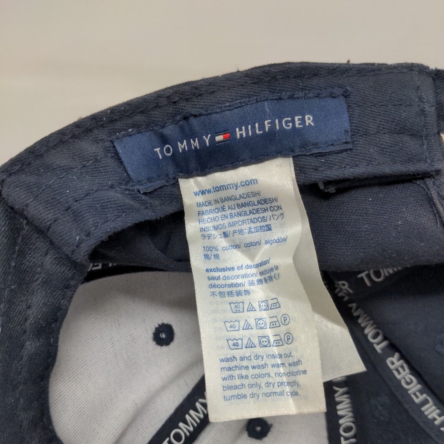Tommy Hilfiger Slideback Hat Blue One Size Embroidered Adjustable 6 Panel