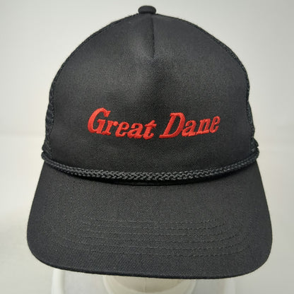 Gramling Trucker Hat Black One Size Great Dane Rope Mesh Snapback Green Brim