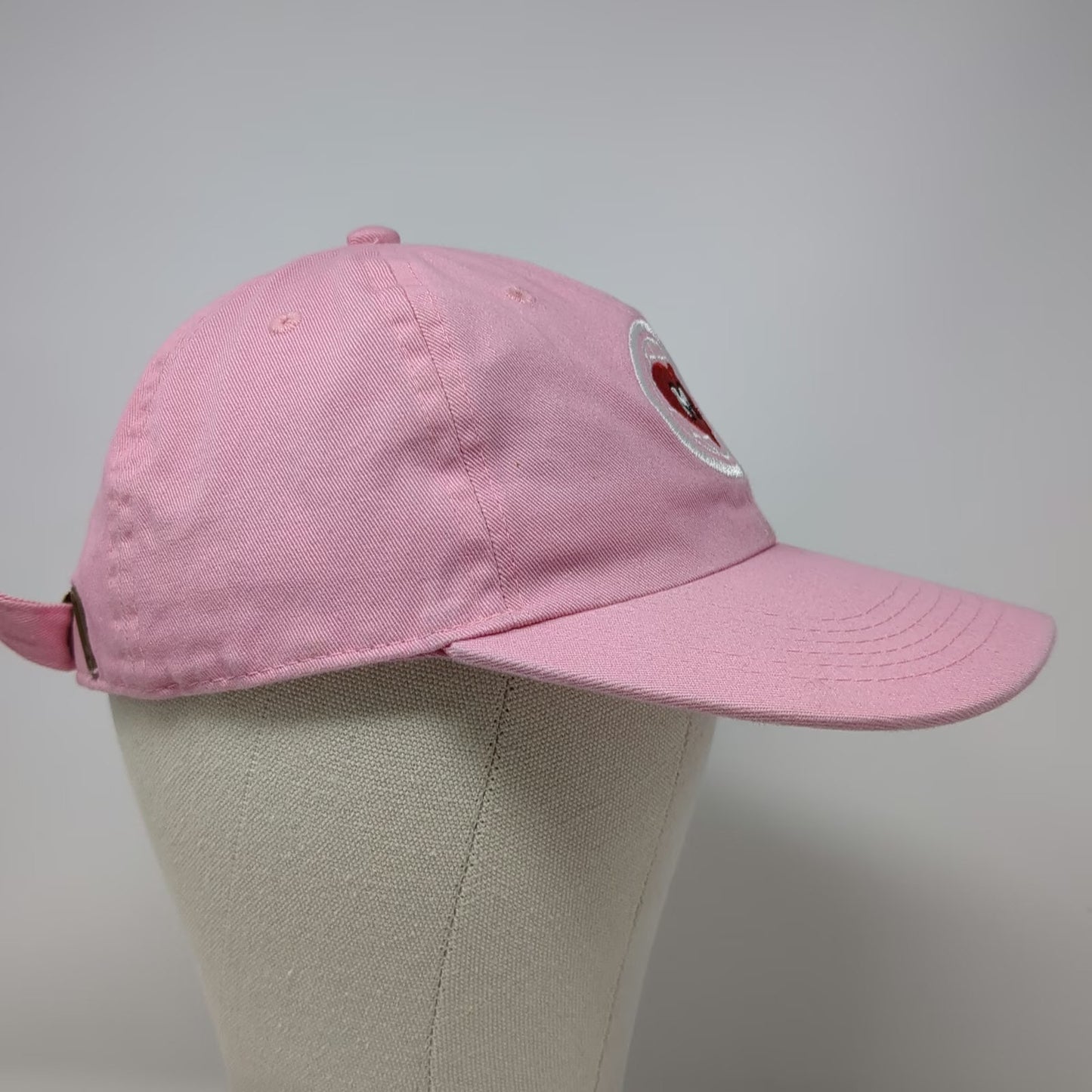 Newhattan Baseball Cap Pink One Size Red Heart Globe Logo Adjustable Twill Hat