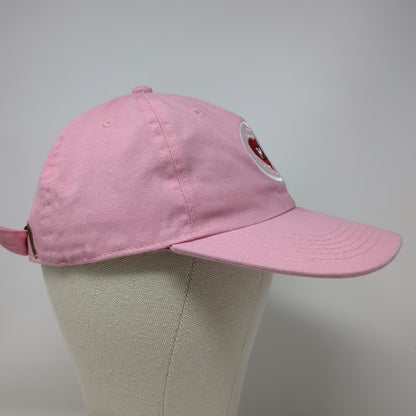 Newhattan Baseball Cap Pink One Size Red Heart Globe Logo Adjustable Twill Hat