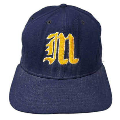 New Era Baseball Cap Blue 7 1/4 Gothic M Fitted Pro Model Green Underbrim Hat