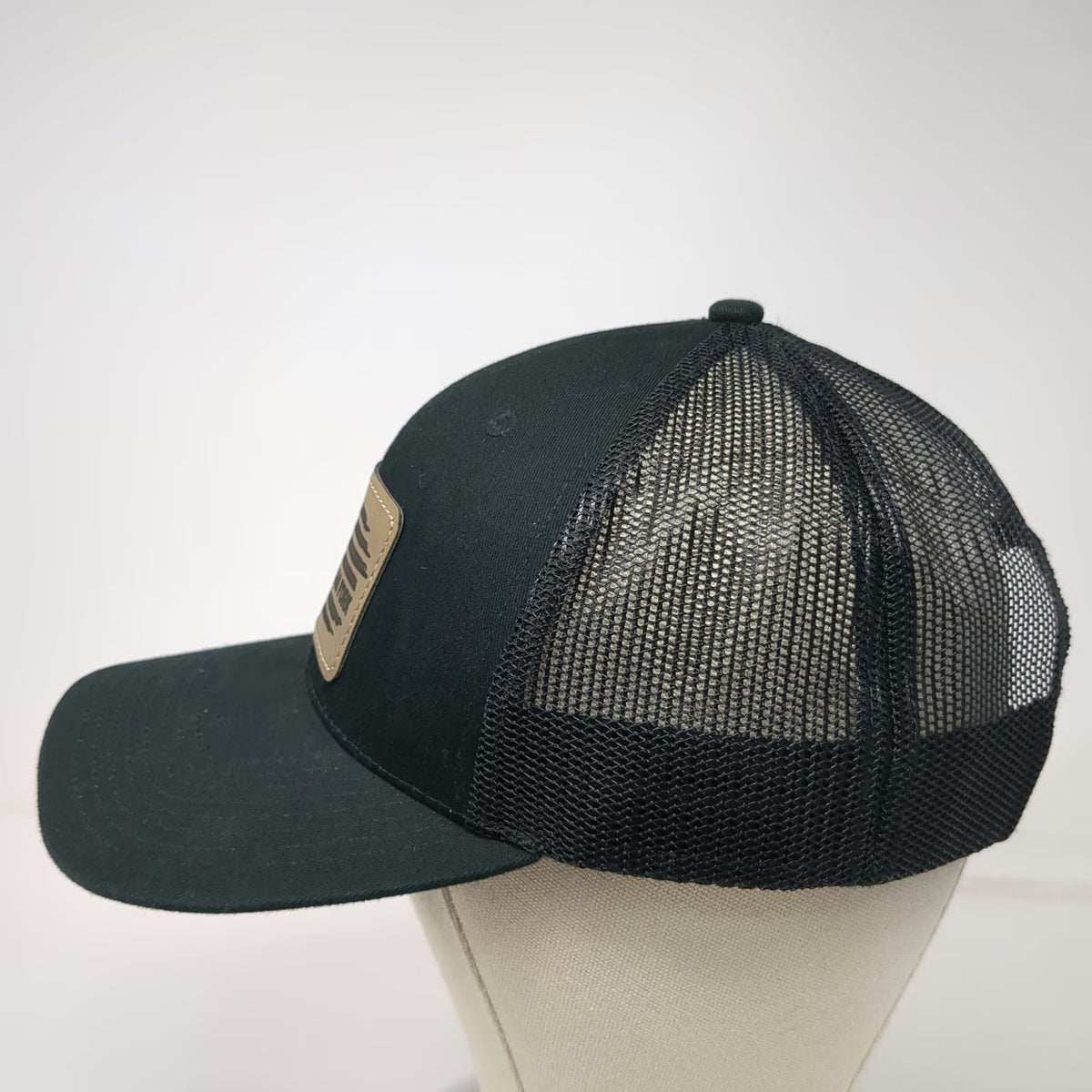 Outdoor Cap Trucker Hat Black One Size American Flag Leather Patch Snapback Hat