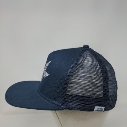 Hyperthreads Snapback Mesh Back Trucker Hat Blue One Size Embroidered