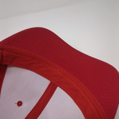 Outdoor Cap Strapback Hat Red One Size Solid Adjustable 6 Panel Logo