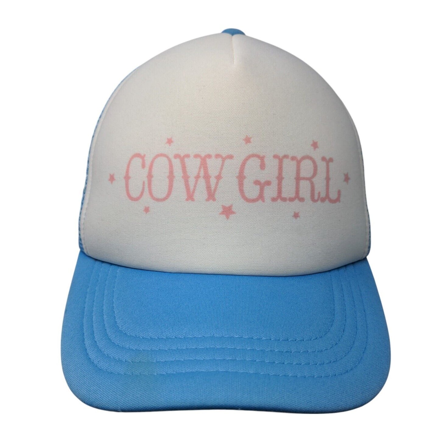 Cowgirl Snapback Mesh Back Trucker Hat Blue OSFA Adjustable Colorblock
