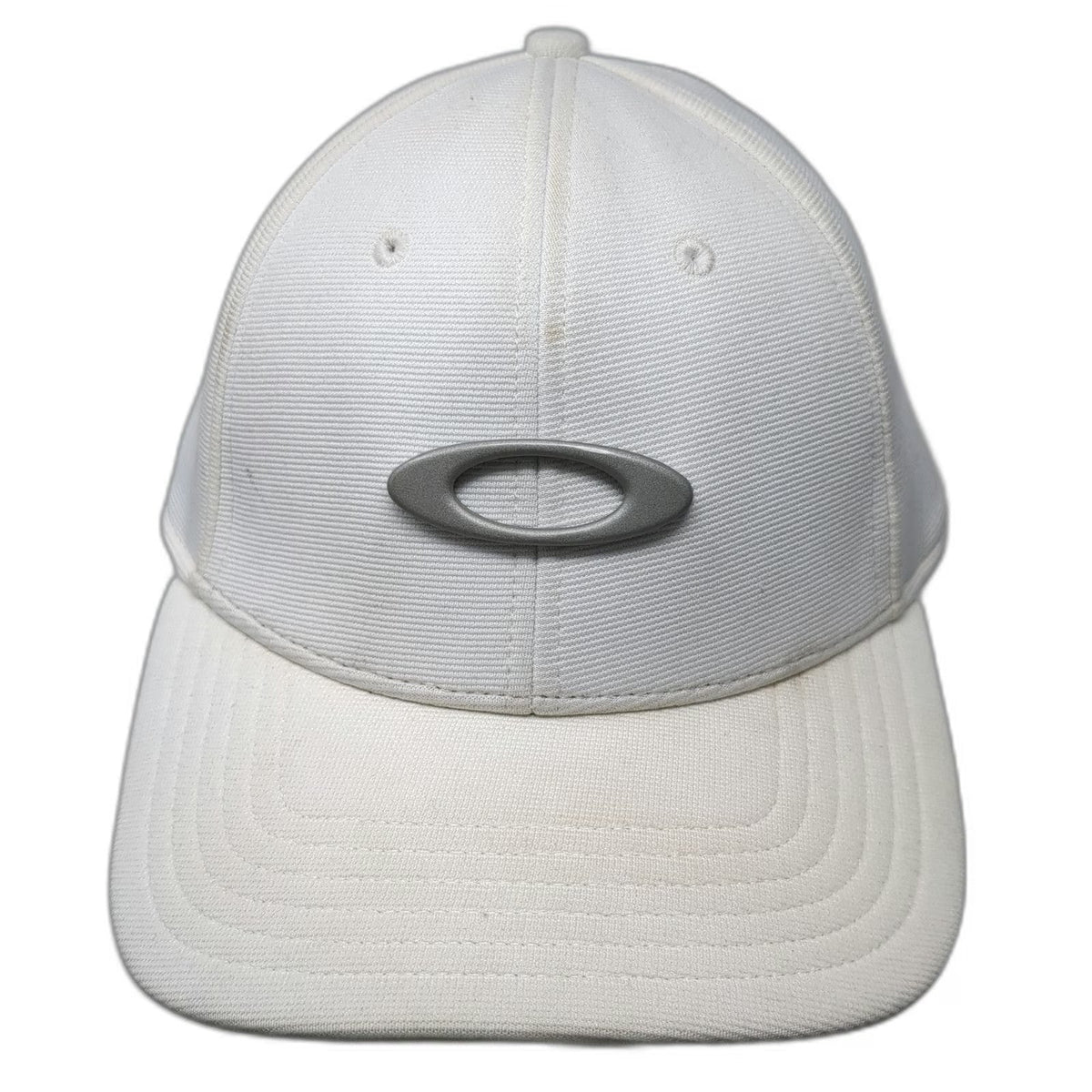 Oakley Baseball Cap White L/XL Flexfit Classic Low Metal Logo Curved Brim Hat