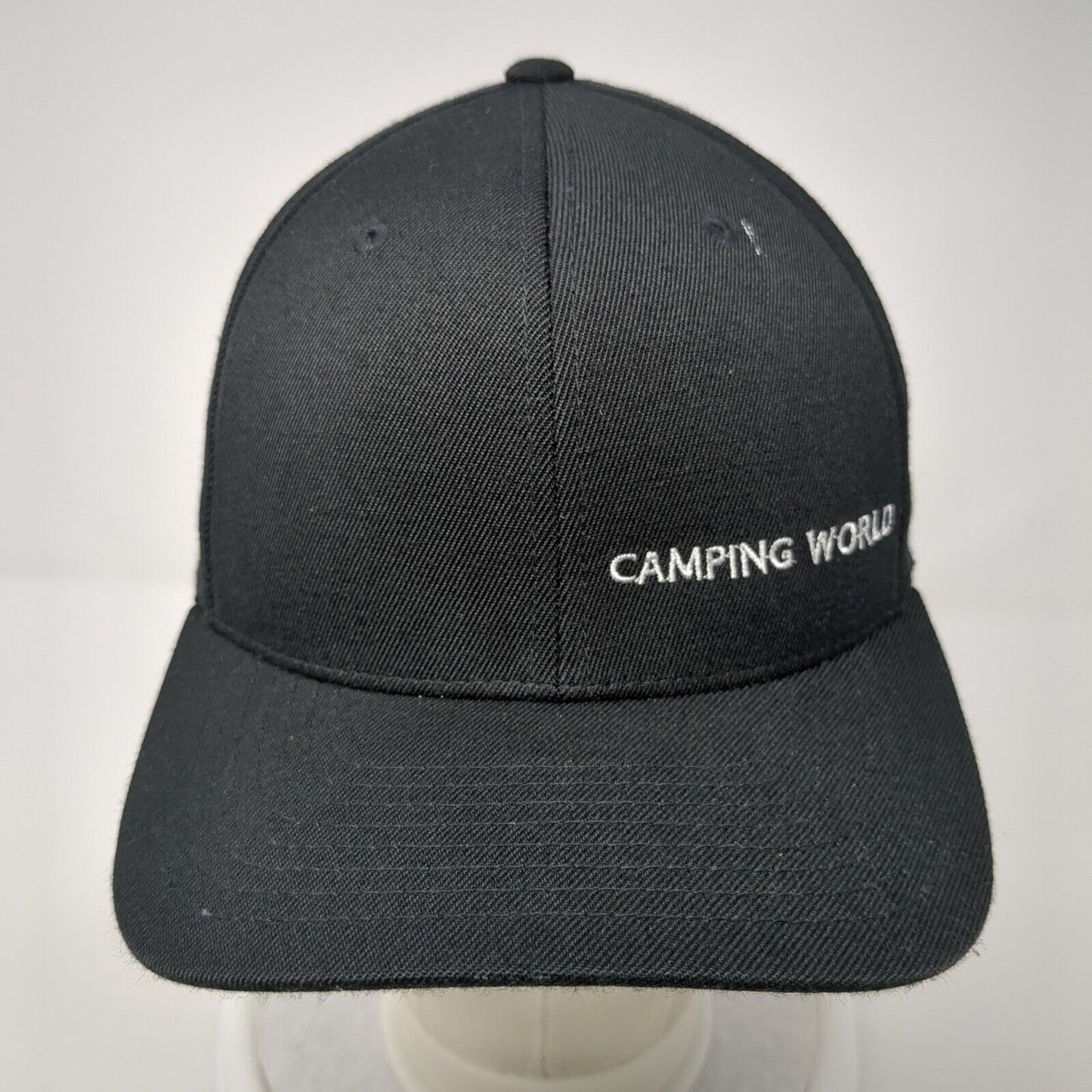 Camping World Fitted Hat Black Small-Medium Stretch Flexfit Yupoong