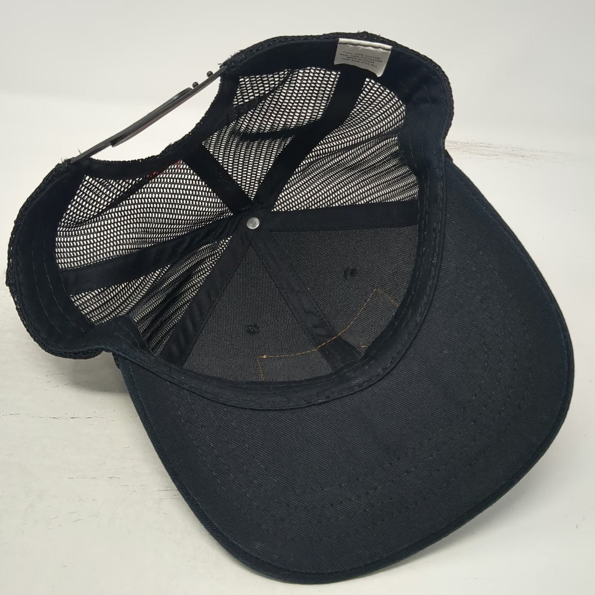Camp Chef Trucker Hat Black One Size Mesh Back Embossed Leather Patch Snapback