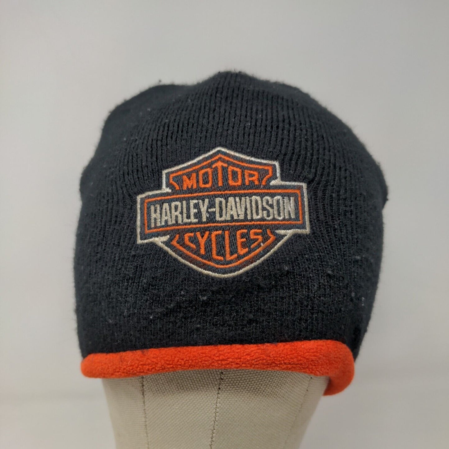 Harley Davidson Men's Knit Beanie Hat Black Size OSFA Embroidered Logo Acrylic