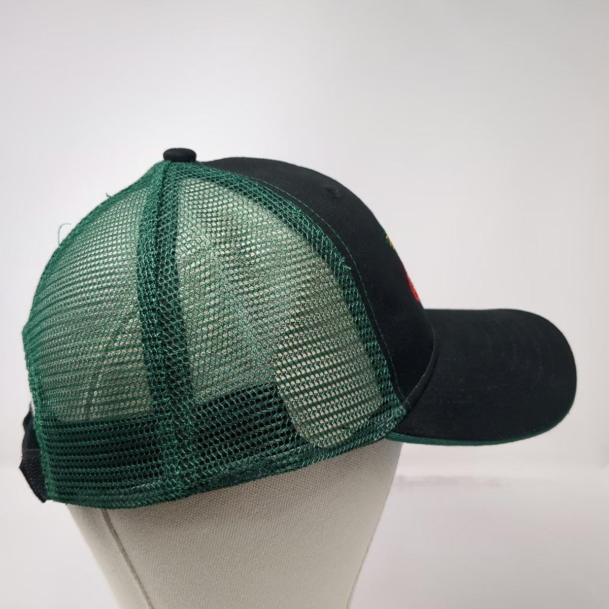 K-Products Baseball Cap Black Green One Size Mesh Back Strapback DeKalb Hat