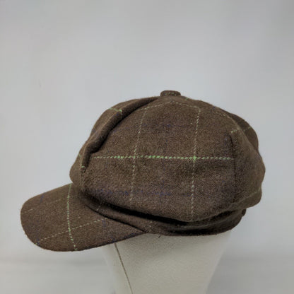 Unbranded Fitted Newsboy Pressboy Cap Brown One Size Check Lightweight Blank