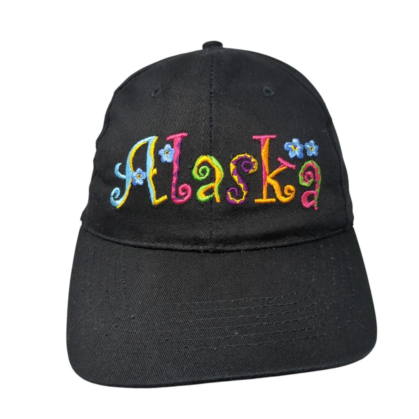 Alaska Strapback Hat Black One Size Adjustable Embroidered 6 Panel