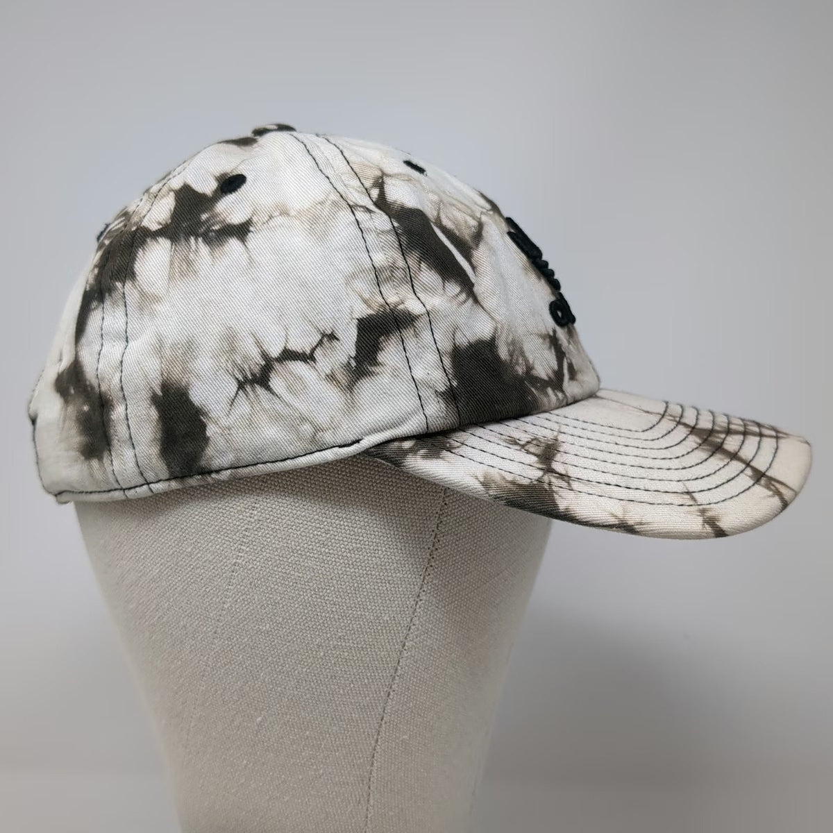 Adidas Baseball Cap Black White One Size Tie Dye Trefoil Logo Strap Buckle Hat
