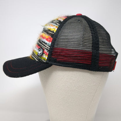 Pistil Trucker Hat Black One Size Knit Front Snapback Mesh Back Striped Wool