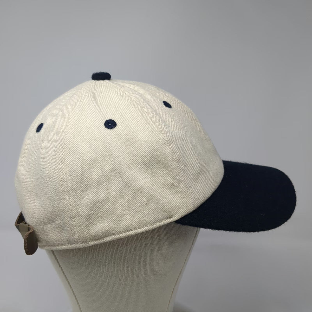 Brandy Melville Baseball Cap Beige Blue One Size Leather Slideback Blank Hat