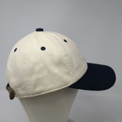Brandy Melville Baseball Cap Beige Blue One Size Leather Slideback Blank Hat