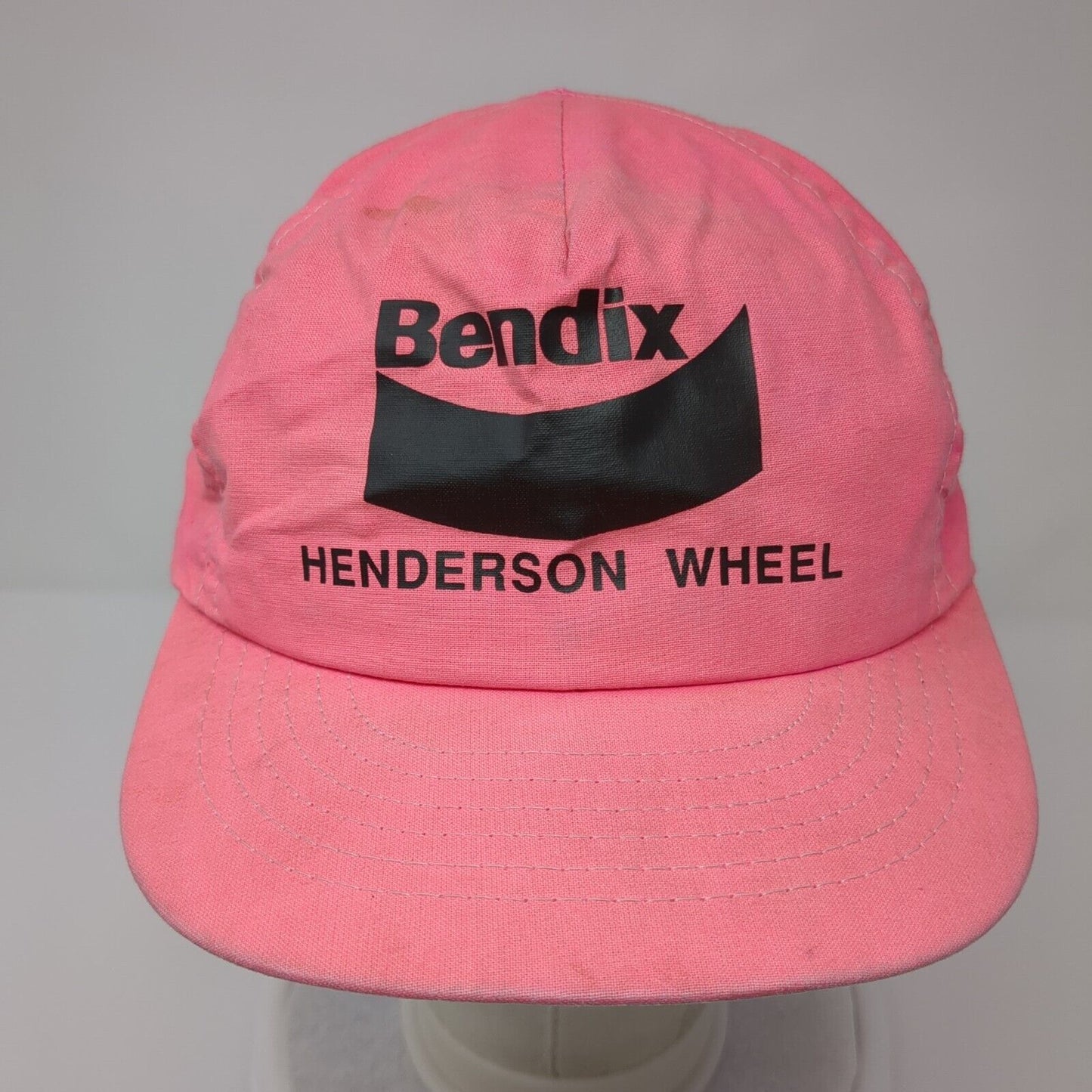 Vintage Bendix Henderson Wheel Snapback Hat Pink OSFA Graphic Logo USA Swingster
