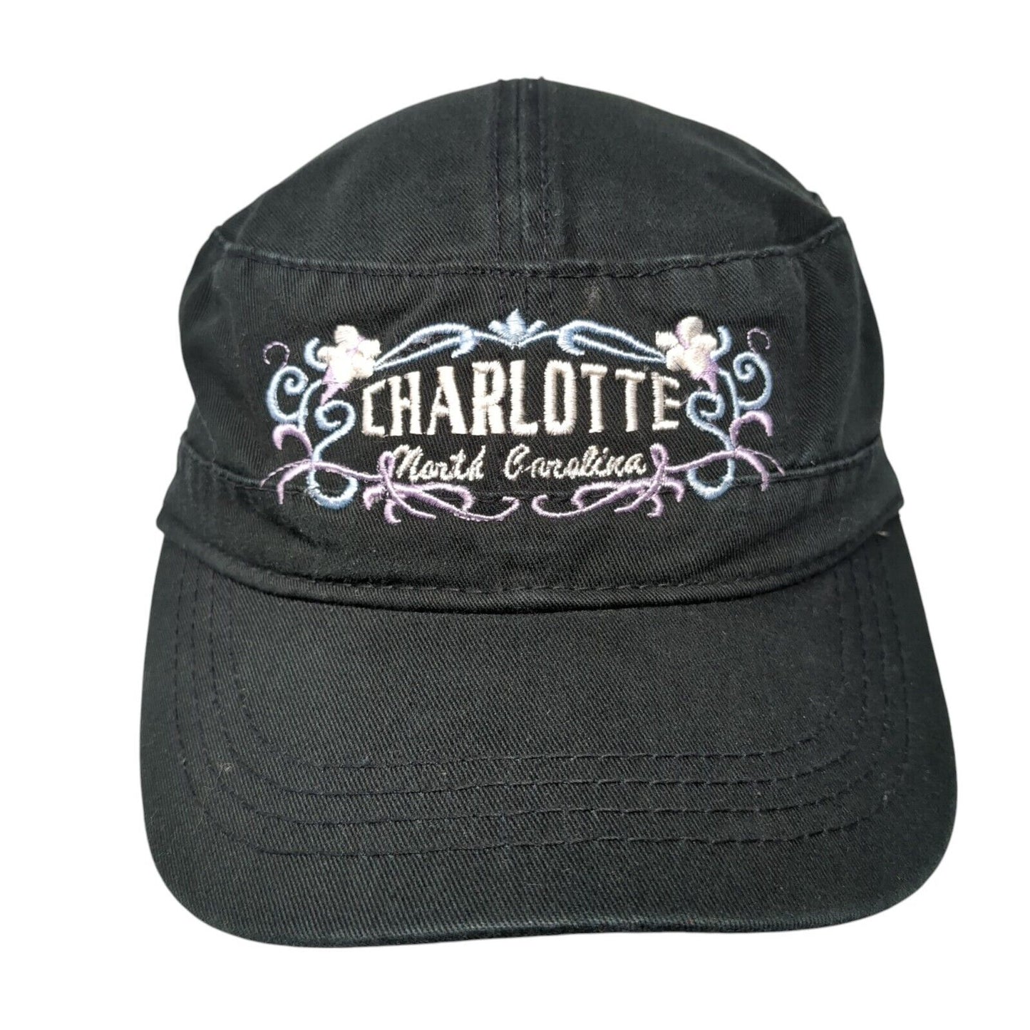 Charlotte North Carolina Strapback Cadet Army Hat Black One Size Solid