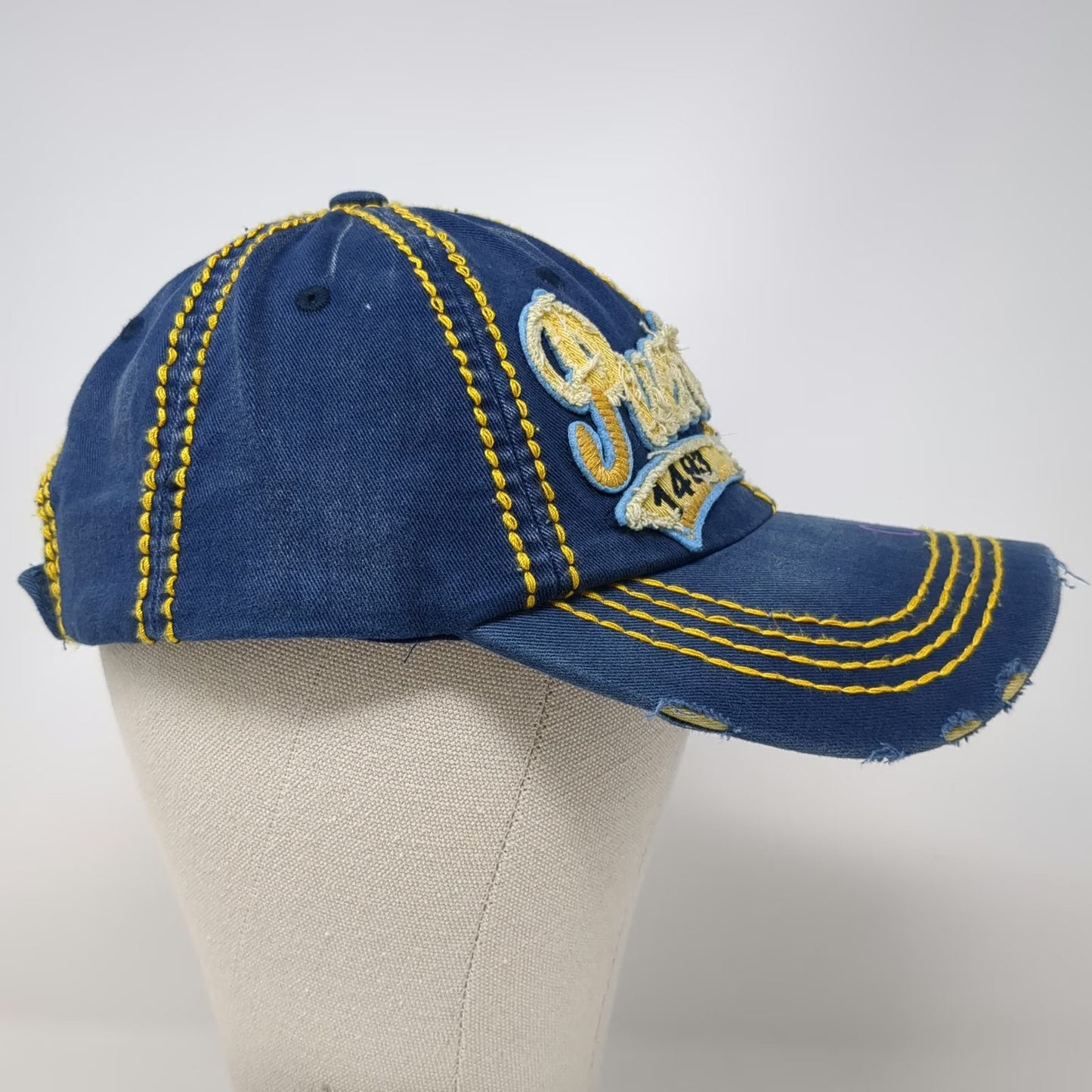 Robin Ruth Puerto Rico 1493 Baseball Cap Blue One Size Distressed Stitch hat