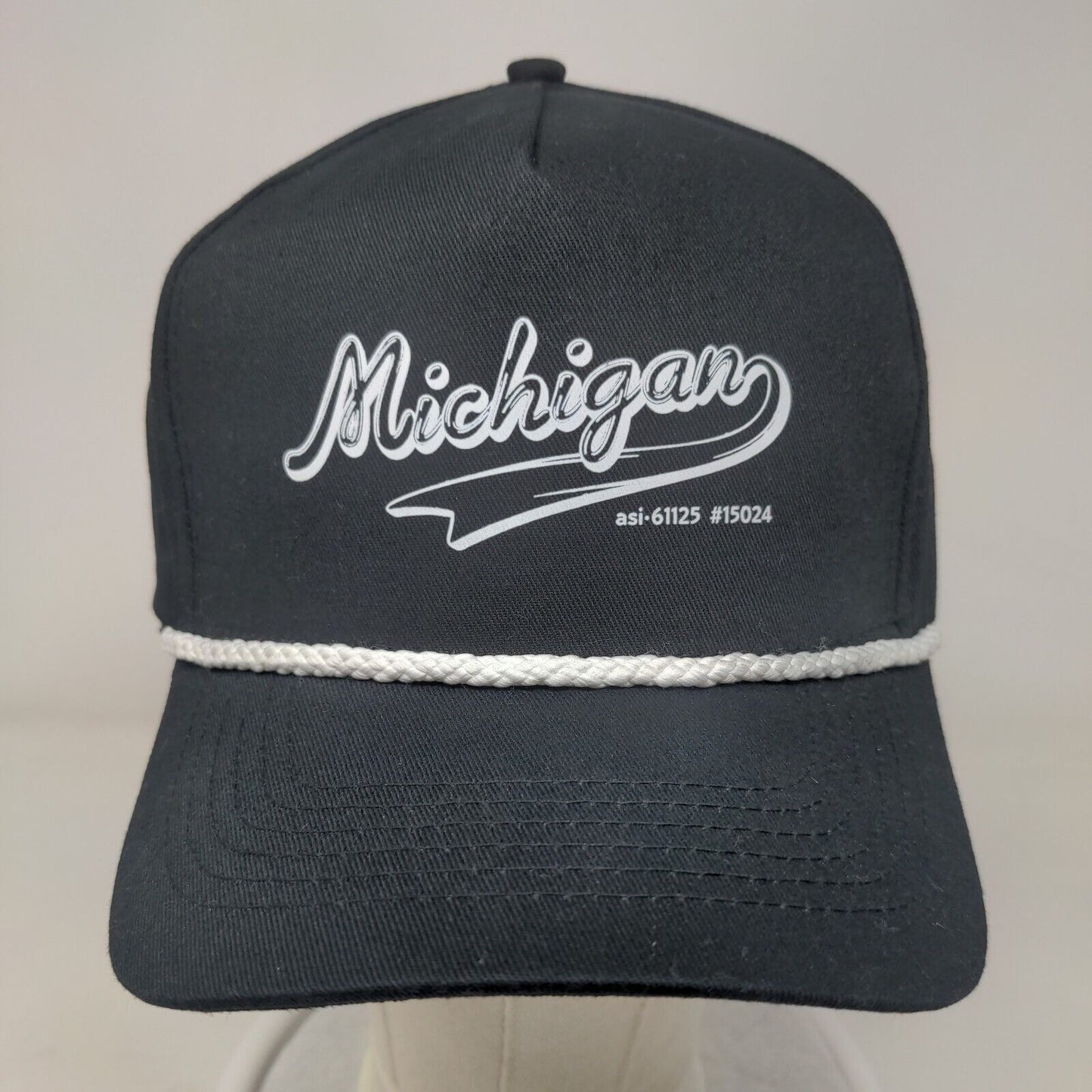 Michigan Snapback Rope Hat Black OSFM Adjustable 5 Panel Hit