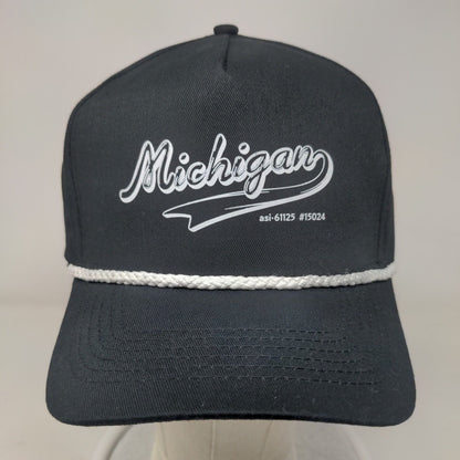 Michigan Snapback Rope Hat Black OSFM Adjustable 5 Panel Hit